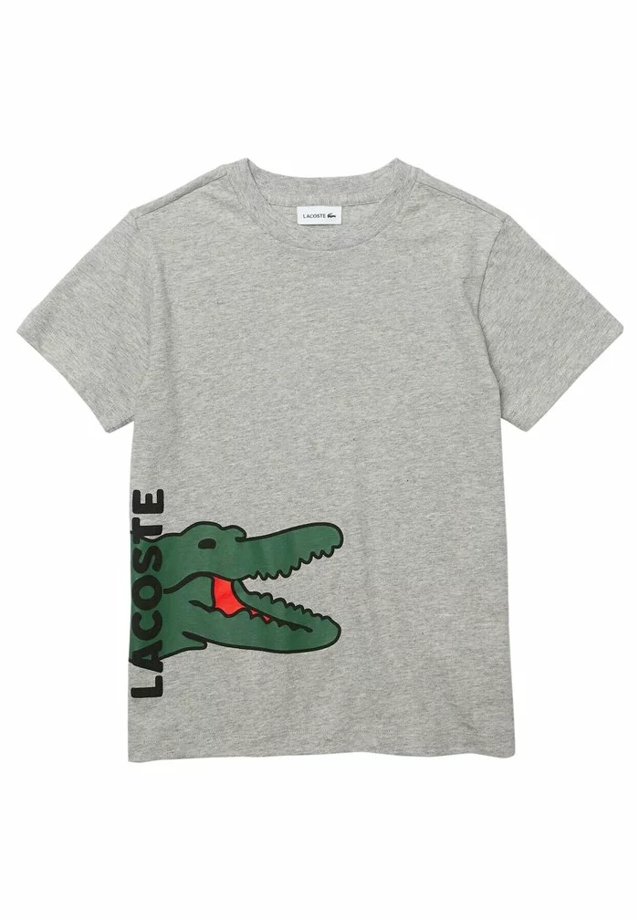 Lacoste TEE TURTLE NECK LOGO UNISEX - T-shirt Imprimé - Gris Chine / Blanc 1 Lacoste TEE TURTLE NECK LOGO UNISEX - T-shirt Imprimé - Gris Chine / Blanc