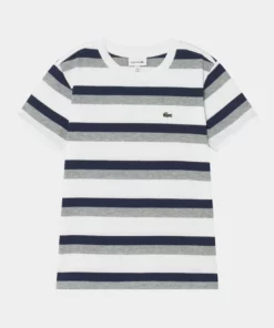 Lacoste T-shirt Imprimé - White/navy Blue/heather