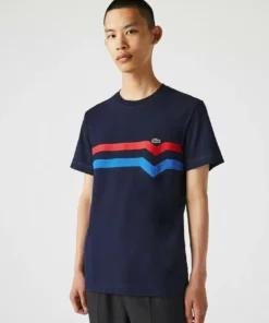 Lacoste T-shirt Imprimé - Bleu Marine / Rouge / Bleu