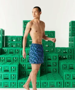 Lacoste Short De Bain - Bleu Vert Bleu -Lacoste Soldes Magasin 18b5ea7517bc4aa1a4b563b9691c7e02