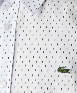 Lacoste Chemise - Blanc Bleu Marine -Lacoste Soldes Magasin 1d1417bb3e234107b03b255cb214511a