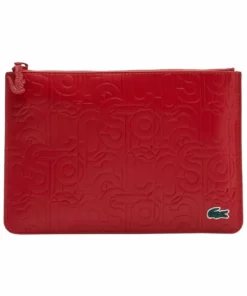 Lacoste Pochette - Allover Embossed Rouge -Lacoste Soldes Magasin 1e1e8c4930f5445c8415c089be726b8f
