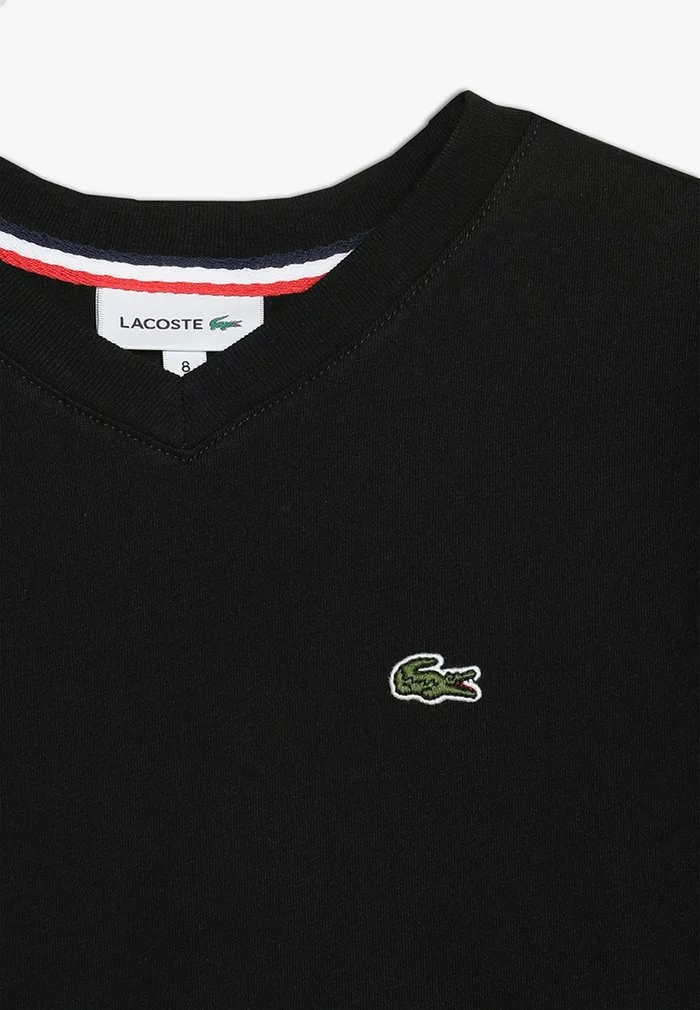 Lacoste BOY V-NECK TEE - T-shirt Basique - Noir 4 Lacoste BOY V-NECK TEE - T-shirt Basique - Noir – Image 4