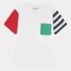 Lacoste T-shirt Imprimé - White/infrared/clover Green/navy Blue