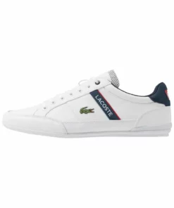 Lacoste CHAYMON - Baskets Basses - White/navy/red -Lacoste Soldes Magasin 34aca36bc8714350b1ee5de87bae4618