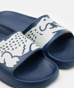 Lacoste CROCO - Sandales De Bain - Navy/white -Lacoste Soldes Magasin 3c3280246cec4d15926420bda4f5eda9