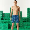 Lacoste Short De Bain - Bleu Vert Bleu