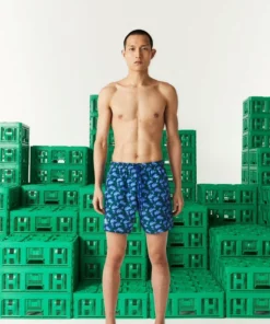 Lacoste Short De Bain - Bleu Vert Bleu