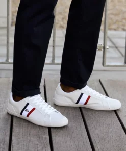 Lacoste LEROND - Baskets Basses - White/navy/red -Lacoste Soldes Magasin 40c4714b8cf147a19b830abb3f4ed370