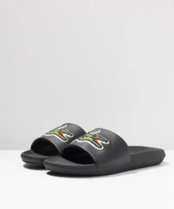 Lacoste CROCO SLIDE - Mules - Black/green -Lacoste Soldes Magasin 44218569ff324ab590f8c65b5cf0670f