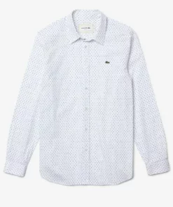 Lacoste Chemise - Blanc Bleu Marine -Lacoste Soldes Magasin 4547c881c79041dfb6de9d48cdef417b