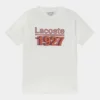 Lacoste TEE TURTLE NECK 1927 - T-shirt Imprimé - Farine/multi-coloured