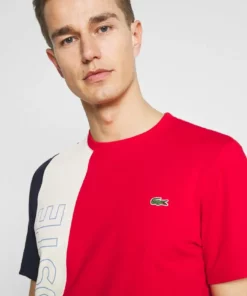 Lacoste T-shirt Imprimé - Rouge/naturel Clair/marine -Lacoste Soldes Magasin 4c1298eb648847469bd854d7f707e0ca