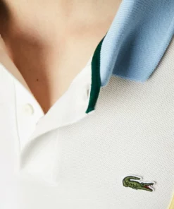 LACOSTE POLO MC - Polo - Blanc Bleu Clair -Lacoste Soldes Magasin 503ed42e2f694fee8c262433b56ce247