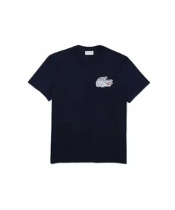 Lacoste T-shirt Imprimé - Bleu Marine -Lacoste Soldes Magasin 51a372fc673f4d2386a047aff9ef6931