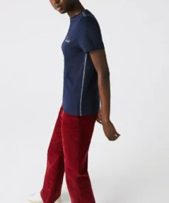 LACOSTE FEMME - T-shirt Imprimé - Bleu Marine Blanc -Lacoste Soldes Magasin 56228439f1a94259b3038d1bfda9d1d8