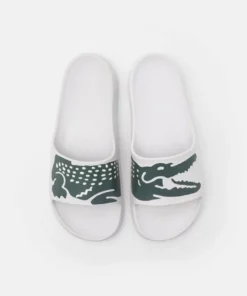 Lacoste CROCO - Sandales De Bain - White/dark Green -Lacoste Soldes Magasin 641d35b1dce441afa5b9499bdb6f2fe8
