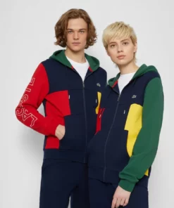 Lacoste UNISEX - Sweat à Capuche Zippé - Navy Blue/red/green/broom -Lacoste Soldes Magasin 6600537a65bd4732a89a96241c19e413
