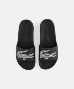 Lacoste CROCO SLIDE - Mules - Blk/slv -Lacoste Soldes Magasin 73f34ddcb25e43db81de037bc55b1133