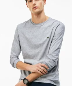 Lacoste TH6712 - T-shirt à Manches Longues - Argent Chine