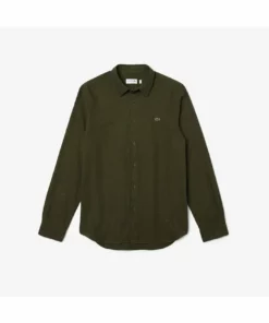 Lacoste Chemise - Vert Kaki/blanc -Lacoste Soldes Magasin 7d2594f21184465e85cfe773f95f2ce2