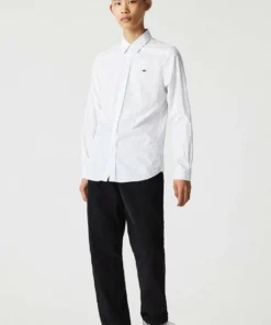 Lacoste Chemise - Blanc Bleu Marine -Lacoste Soldes Magasin 7dfda6f7b31349d2af8edd3406b6af73