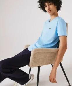 Lacoste T-shirt Basique - Bleu -Lacoste Soldes Magasin 80a6890ab07e42f79db1700a423cc4f9