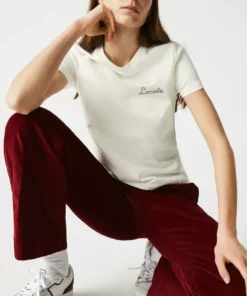 LACOSTE FEMME - T-shirt Imprimé - Blanc / Vert -Lacoste Soldes Magasin 80e25f739f4d4c41be611fed16781bcf