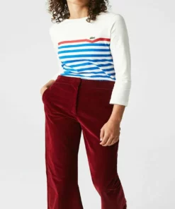 Lacoste T-shirt à Manches Longues - Blanc / Bleu / Rouge -Lacoste Soldes Magasin 83a7106370f64975affcfc11ba277d49