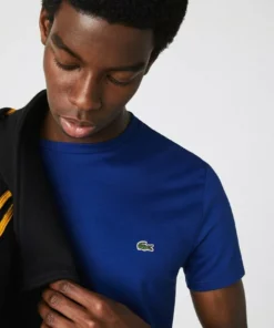 Lacoste T-shirt Basique - Bleu -Lacoste Soldes Magasin 86eb29d821fc40cbaff539719b33fb66