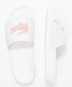 Lacoste CROCO SLIDE - Sandales De Bain - White -Lacoste Soldes Magasin 8b609b2063bd45df829e93d27192bc49
