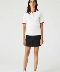 Lacoste KORTE MOUW - Polo - Blanc/blanc/rouge