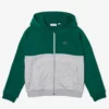 Lacoste Sweat à Capuche Zippé - Vert / Gris Chine