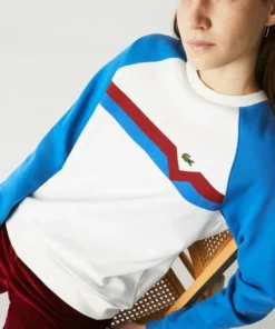 Lacoste Sweatshirt - Blanc / Bleu / Rouge -Lacoste Soldes Magasin 95404621e00f442280317172163aa74f