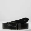 Lacoste REVERSIBLE CURVED STITCHED EDGES - Ceinture - Black