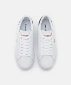 Lacoste POWERCOURT - Baskets Basses - White/navy/red -Lacoste Soldes Magasin 9e03808b070641dd825ba24bc6469475