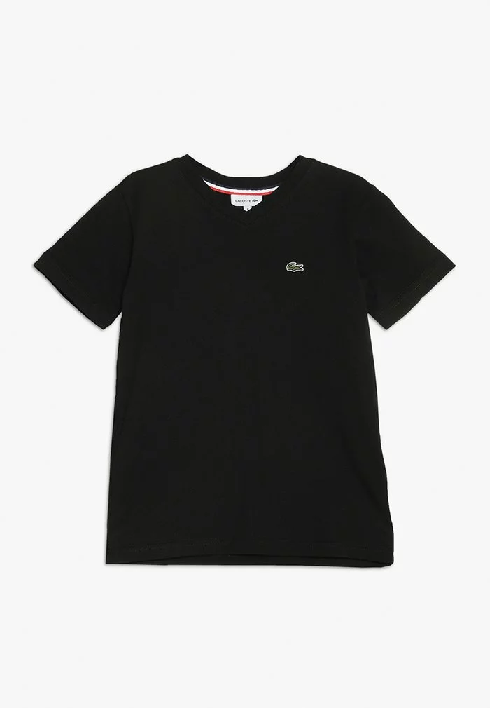 Lacoste BOY V-NECK TEE - T-shirt Basique - Noir 1 Lacoste BOY V-NECK TEE - T-shirt Basique - Noir