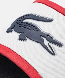 Lacoste CROCO SLIDE - Sandales De Bain - White/navy/red -Lacoste Soldes Magasin b0659519d26e49448fcb0606cd874da2