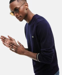 Lacoste Sweatshirt - Bleu Marine / Blanc -Lacoste Soldes Magasin ba15b1aa957044a18c231083b00e1ca7