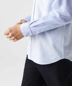Lacoste LANGE MOUW - Chemise - Blanc / Bleu -Lacoste Soldes Magasin bd791eb65ffb419585c5029a5071fcfd