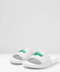 Lacoste CROCO SLIDE - Sandales De Bain - White -Lacoste Soldes Magasin be4c9ed24f6244d6a45fc2ca774be64a