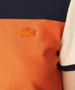 Lacoste KURZARM - Polo - Bleu Marine / Orange / Beige / Beige / Bleu Marine -Lacoste Soldes Magasin c23fe1dfc91643629536eca29c53ab12