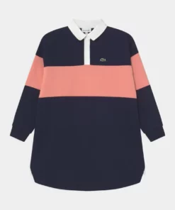 Lacoste Robe En Jersey - Navy Blue/elf Pink