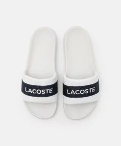 Lacoste CROCO SLIDE - Mules - White/navy -Lacoste Soldes Magasin d51e0fd9f59342878159e600d1f98217