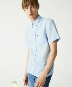 Lacoste MANCHES COURTES - Chemise - Bleu -Lacoste Soldes Magasin d76d3e85a2fc47d0b448da8859a4752d