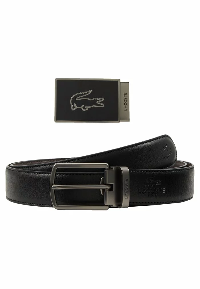 Lacoste REVERSIBLE CURVED BOX SET - Ceinture - Black/dark Brown 1 Lacoste REVERSIBLE CURVED BOX SET - Ceinture - Black/dark Brown