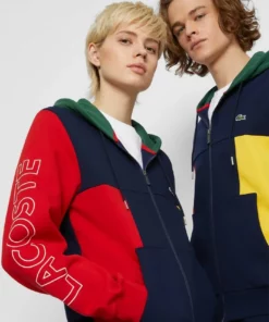Lacoste UNISEX - Sweat à Capuche Zippé - Navy Blue/red/green/broom -Lacoste Soldes Magasin df6f8129bd99488d979e16a16df66e99