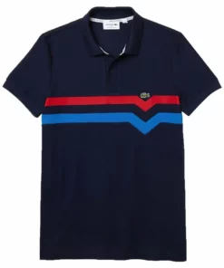 Lacoste SHORT SLEEVE - Polo - Bleu Marine/rouge/bleu