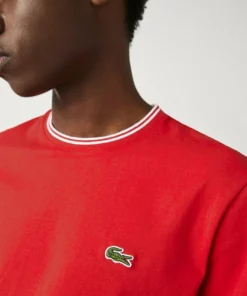 Lacoste T-shirt Basique - Rouge/blanc -Lacoste Soldes Magasin e76f46e0a8424fe9b49680b159eaad06
