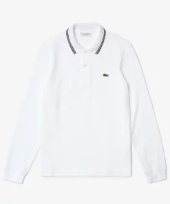 LACOSTE POLO ML - Polo - Blanc Bleu Marine -Lacoste Soldes Magasin e9b4cdbe069a4c30bf47a8ba9cb925ce
